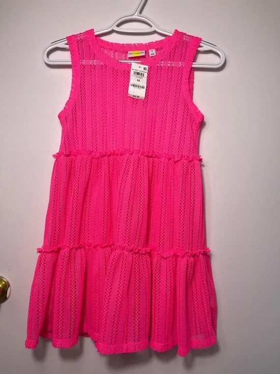 Epic Threads Girls Bright Neon Pink Sleeveless Tiered Eyelet Coverup size M NWT - Picture 6 of 7